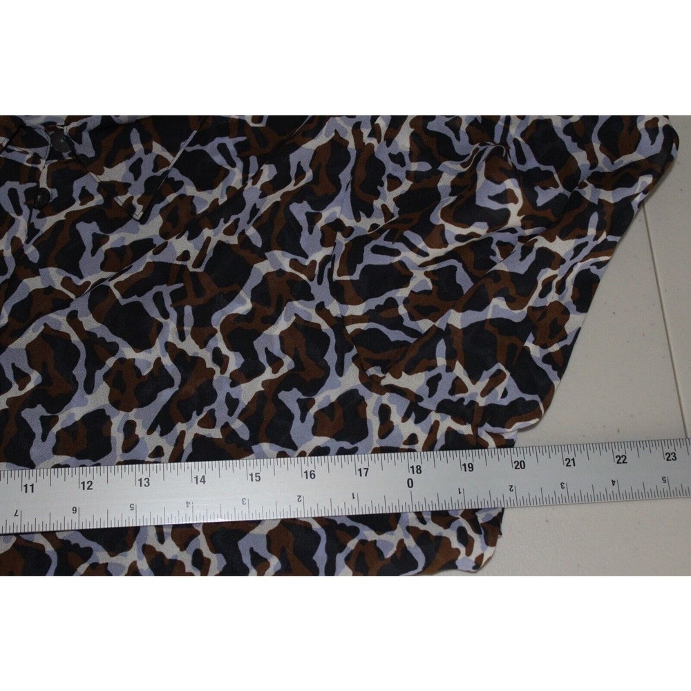 Theory Silk Shirt Womens Small Classic Straight Button‎ Up Shirt Blue Brown - Picture 8 of 9